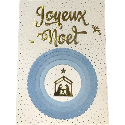 Carte de Noël artisanale avec Nativité en relief