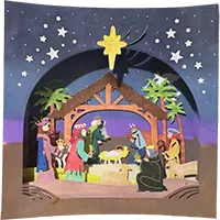 Carte - Carte de Noël artisanale en relief représentant la Nativité