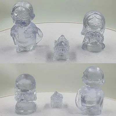 Crèche de Noël miniature en résine transparente – Santons style cristal