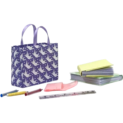 Sac d'école miniature artisanal avec fournitures scolaires faites main