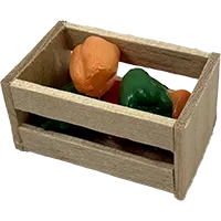 Miniature - Cageot miniature en bois avec poivrons – Accessoire de diaporama fait main