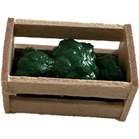 Miniature - Cageot miniature en bois avec brocolis – Accessoire de diaporama fait main
