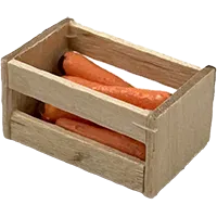 Miniature - Cageot miniature en bois avec carottes – Accessoire de diaporama fait main
