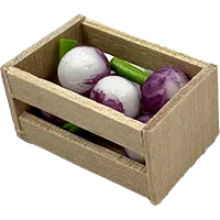 Miniature - Cageot miniature en bois avec navets – Accessoire de diaporama fait main