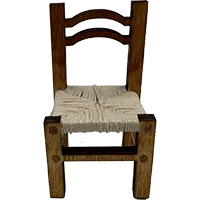 Miniature - Chaise miniature en bois verni avec assise paillée – Échelle 1:24