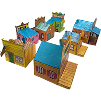 Miniature - Village western miniature HO 1:87 – 7 bâtiments pour diorama et train