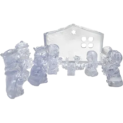 Crèche de Noël miniature en résine transparente – Santons style cristal